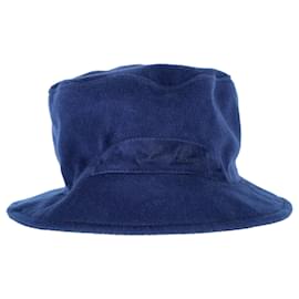 Loro Piana-Loro Piana Cityleisure Suede-Trimmed Cashmere Bucket Hat in Blue Cashmere-Blue