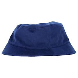 Loro Piana-Loro Piana Cityleisure Suede-Trimmed Cashmere Bucket Hat in Blue Cashmere-Blue
