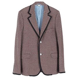 Gucci Printed Blazer and Trouser Set in Burgundy Wool Brown Red