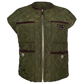 Prada-Prada Light Re-Nylon Quilted Vest in Olive Green Polyamide-Green,Olive green