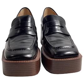 Tod's-Tod's 75mm Platform Loafers in Black Leather-Black