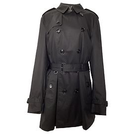 Abrigo trench de gabardina con cinturón de doble botonadura Burberry en algodón negro Negro