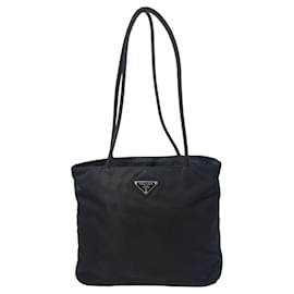 Prada-Prada Nylon Tessuto Triangle Logo Tote Bag-Black