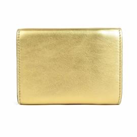 Fendi-Fendi Gold Tri-Fold Leather Wallet-Golden