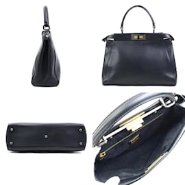 Fendi-Fendi Peekaboo Leather Handbag-Black