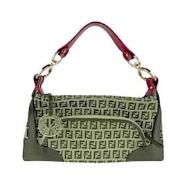 Fendi-Fendi Brown and Red Zucchino Leather Handbag-Brown,Red