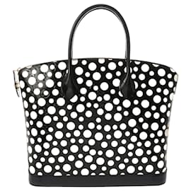 Louis Vuitton-Louis Vuitton Lockit MM Yayoi Kusama Collaboration Handbag-Black,Yellow