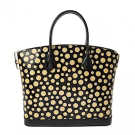 Louis Vuitton-Louis Vuitton Lockit MM Yayoi Kusama Collaboration Handbag-Black,Yellow