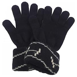 Hermès-Hermes Black Cashmere Short Gloves-Black