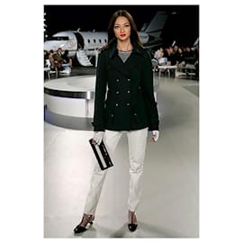 Chanel-Rare Vintage Airplane Collection Tweed Trench Coat-Navy blue