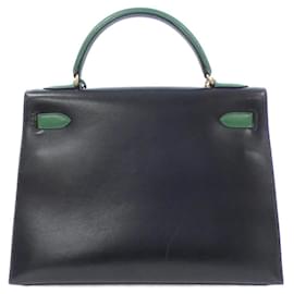 Hermès-Hermes Kelly 32cm Handbag-Black,Green