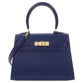Hermès-Sac à main Hermes Mini Kelly-Bleu