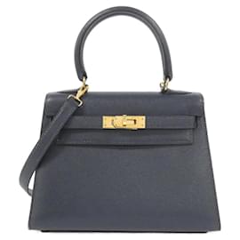 Hermès-Hermes Mini Kelly Handbag-Navy blue