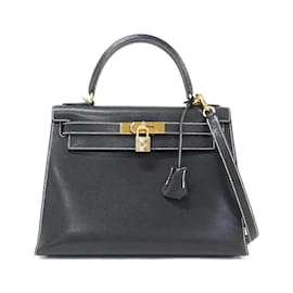Hermès-Sac à main Hermes Kelly 28 cm-Noir