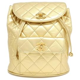 Chanel-Chanel 04194 Gold Leather Backpack-Golden