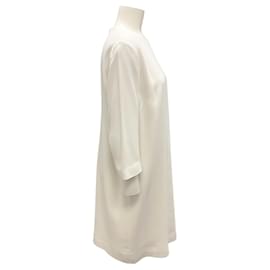 Ralph Lauren-Ralph Lauren Black Label Ivory Three-Quarter Sleeved Crepe Sheath Dress-Cream