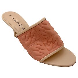 Casadei Peach Textured Scuba Mule Sandals Pink
