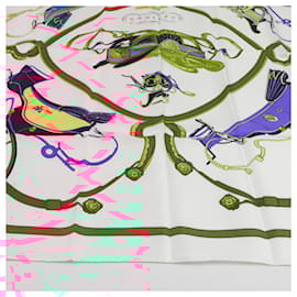 Hermès-Hermès Carré 90 "SPRINGS" 100% Silk Scarf-Beige