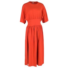 Abito midi in jersey arricciato Totême in cotone rosso Rosso