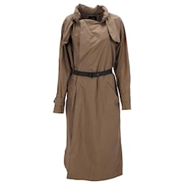 Isabel Marant- Isabel Marant Belted Midi Trench Coat in Brown Nylon-Brown,Red