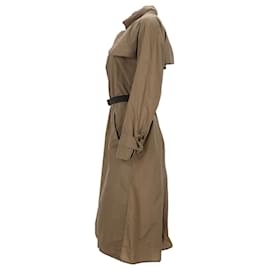 Isabel Marant- Isabel Marant Belted Midi Trench Coat in Brown Nylon-Brown,Red