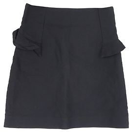 Sandro Paris Ruffle Trim Mini A-Line Skirt in Black Wool Black