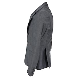 Thom Browne-Thom Browne RWB Selvedge Blazer in Grey Mohair Wool-Grey