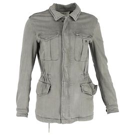 Ba&Sh Utility-Jacke aus olivgrünem Baumwollstoff Grün Olivgrün