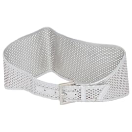 Fendi-Metallic Silver Perforated Leather Waist Belt-Silvery,Metallic