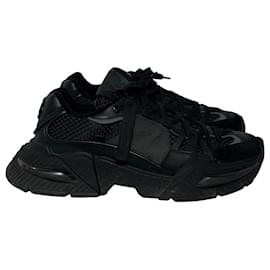 Dolce & Gabbana-Dolce & Gabbana Airmaster Sneakers in Black Leather-Black