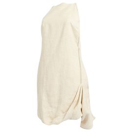Jacquemus Creme Tweed Leinen Second-Hand Mini-Kleid Weiß Roh