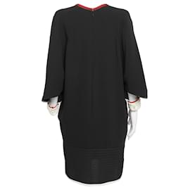 Fendi-Robe genou en filet de poisson à imprimé floral en soie noire d'occasion-Noir