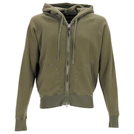 Tom Ford- Tom Ford Zipped Hoodie in Olive Cotton-Green,Olive green