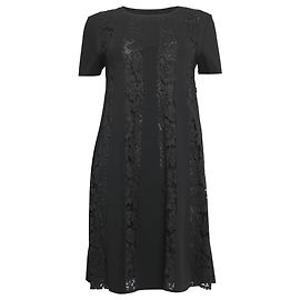 Valentino Garavani Schwarzes Viskose-Mix Second-Hand Mini-Kleid mit Spitzenbesatz Schwarz