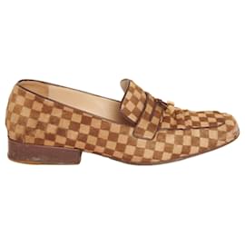 Louis Vuitton-Brown Damier Print Calf Hair Preowned Loafers-Brown