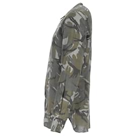 Tom Ford- Tom Ford Camouflage Print Long Sleeve Shirt in Khaki Viscose-Green,Khaki