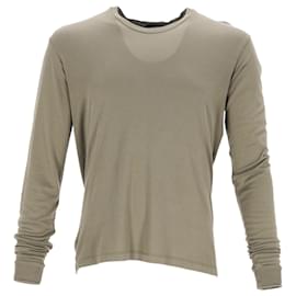 Tom Ford- Tom Ford Crewneck Long Sleeve T-Shirt in Khaki Viscose-Green,Khaki