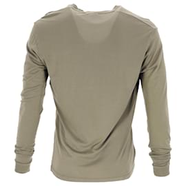 Tom Ford- Tom Ford Crewneck Long Sleeve T-Shirt in Khaki Viscose-Green,Khaki