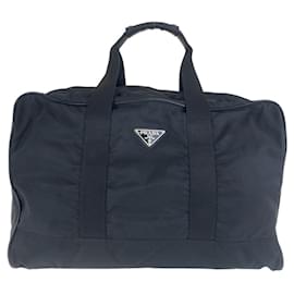 Prada-Prada Nylon Tessuto Logo Boston Bag-Black