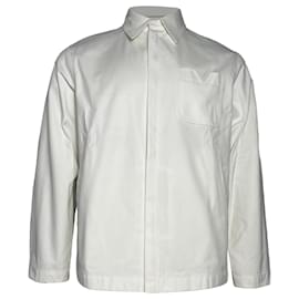 Valentino Garavani-Valentino Garavani Jacket With Rubberized V Detail in White Canvas-White