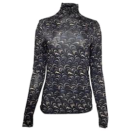 Ulla Johnson- Ulla Johnson Printed Turtleneck Long Sleeve Top in Multicolor Rayon-Multiple colors