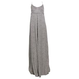 Balenciaga-Blue and Cream Abstract Floral Silk Preowned Maxi Dress-Blue