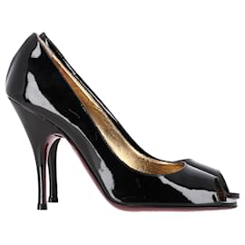 Dolce & Gabbana-Dolce & Gabbana Peep-Toe Pumps in Black Patent Leather-Black