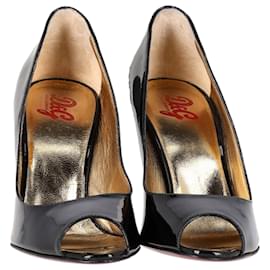 Dolce & Gabbana-Dolce & Gabbana Peep-Toe Pumps in Black Patent Leather-Black