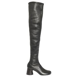 Khaite Black Leather Preowned Admiral Knee High Boots Black