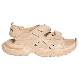 Balenciaga-Tan Track Strap Chunky Open Toe Preowned Sandals-White,Cream