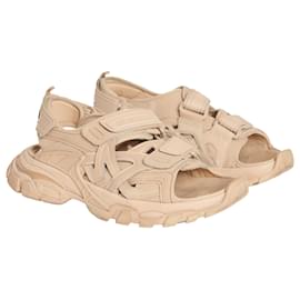 Balenciaga-Tan Track Strap Chunky Open Toe Preowned Sandals-White,Cream