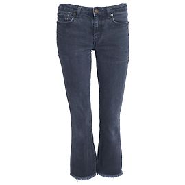 Saint Laurent Jeans cropped cinza escuro com barra desfiada Cinza