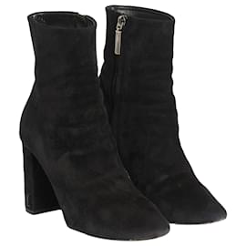 Saint Laurent-Black Suede Lou Preowned Ankle Boots-Black