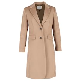 Hugo Boss- Hugo Boss Single-Breasted Coat with Pockets in Brown Wool-Brown,Red